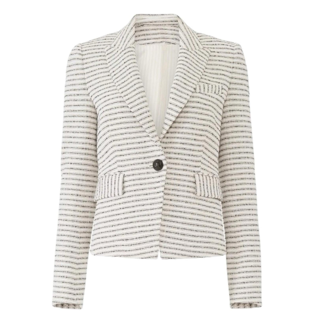 Veronica Beard Hossana Striped Dicky Blazer XS Black White Stripe Tweed Jacket - view 2