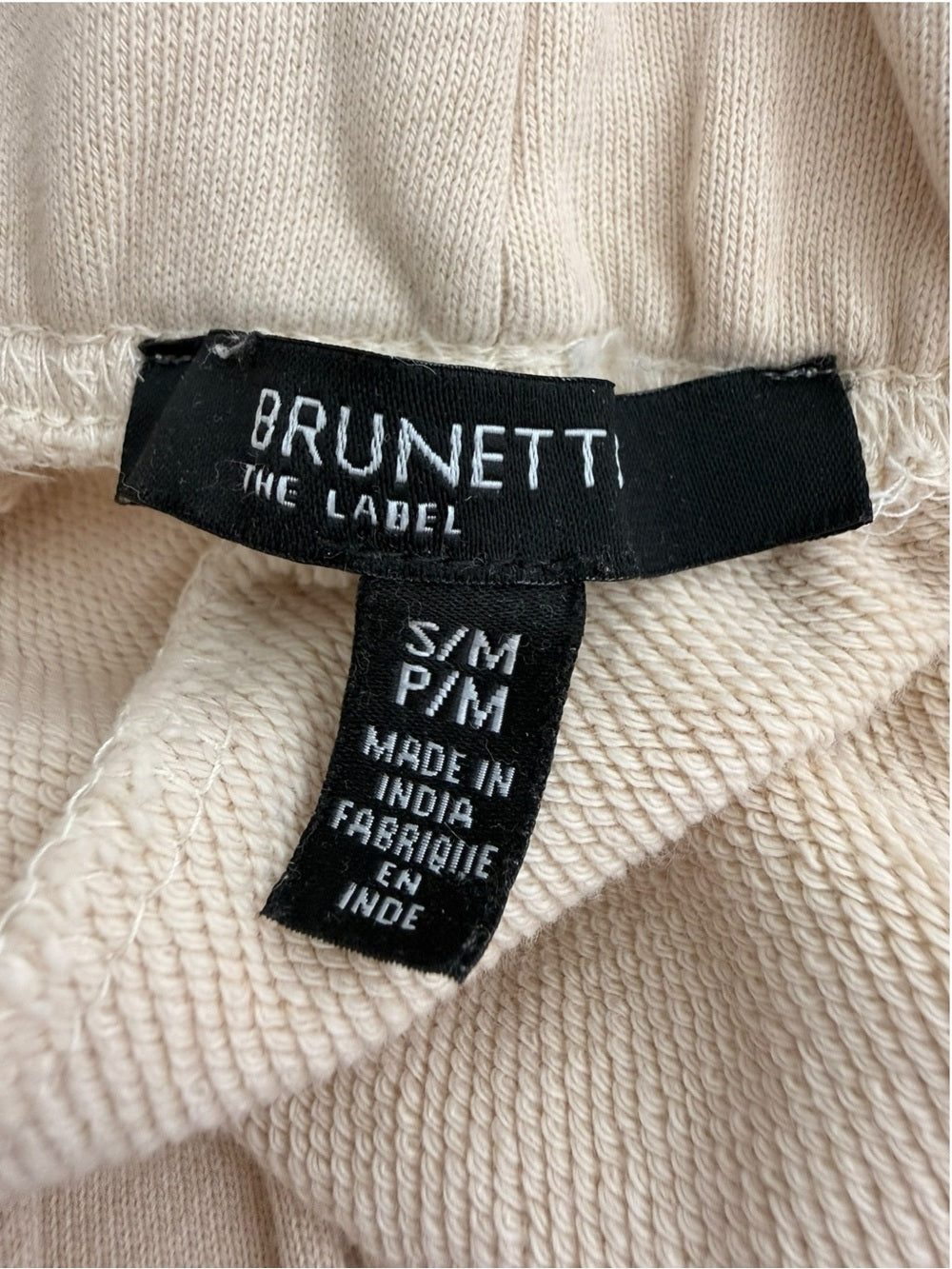 Brunette The Label Cotton Jogger Shortie Shorts Beige S/M Elastic Waist Lounge - view 6