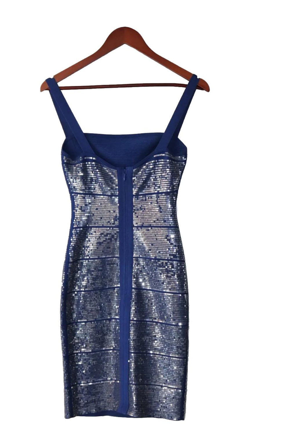 Herve Leger Women Small Ultramarine Blue Katherine Dress Sequin Y2K Bodycon Mini - view 8