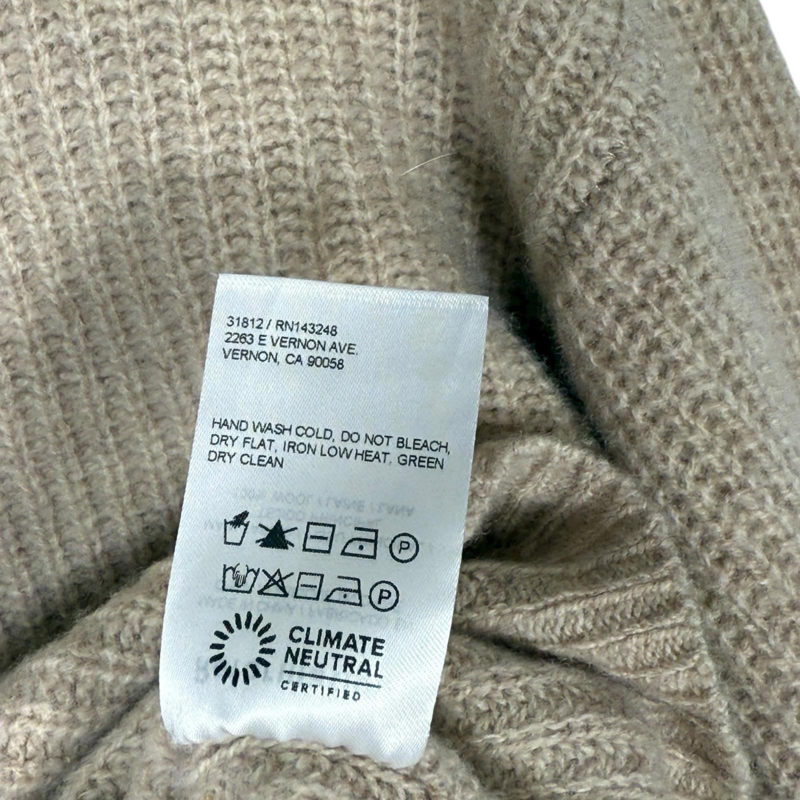 Reformation XS Wool Cropped Sweater Women Beige Tan Long Sleeve Knit Pullover - view 6