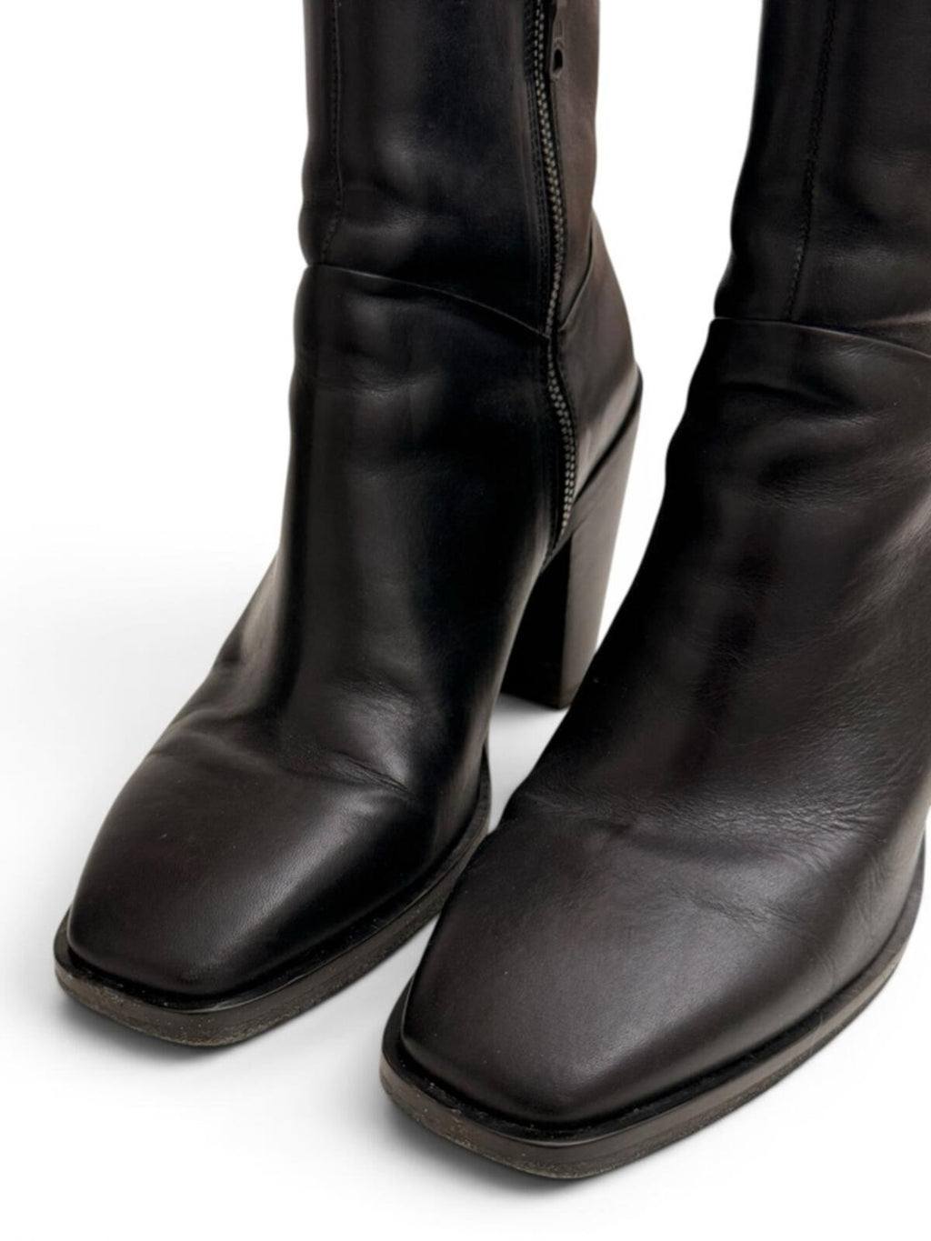 Rag & Bone Axel Leather Ankle Boots Square Toe Black Size 38 - view 7