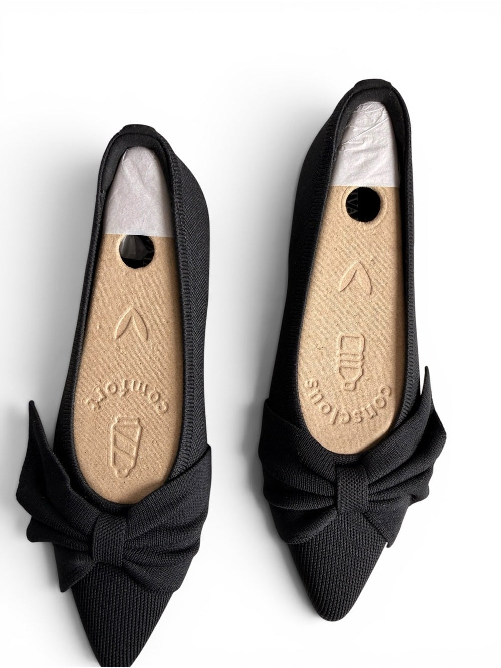 VIVAIA Black Pointed Toe Bow Azura Flats Women's US 8.5 Washable Knit Slip On - view 5