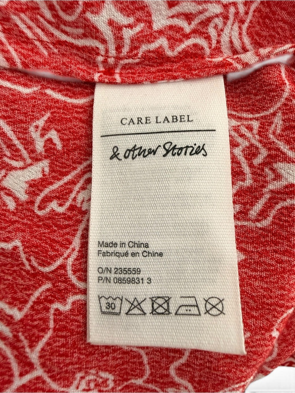 & Other Stories Red Floral Ruched Midi Dress Women EU 38 US 8 Viscose Side Slit - view 7