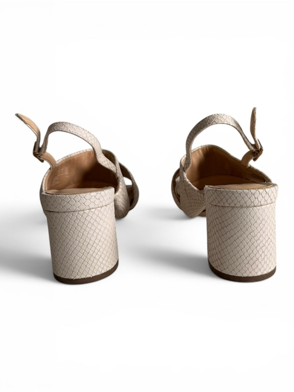 Clarks Sheer55 Sling White Snake Leather Block Heel Sandals US 9.5 NEW - view 7