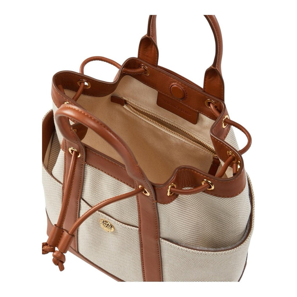 Veronica Beard Goody Bag Canvas Leather Bucket Natural Hazel Neutral Crossbody - view 5