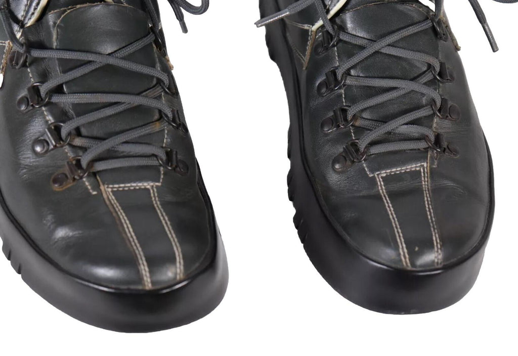 Prada Women’s Size IT 40 Green Leather Hiking Combat Boots Linea Rossa Vintage - view 8