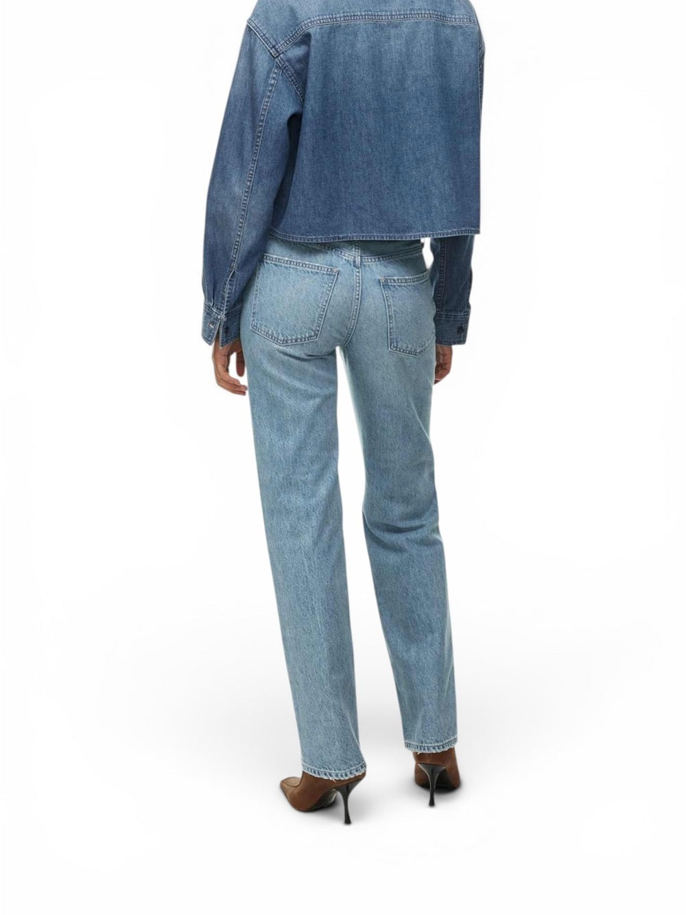Denim Forum Aritzia Women's Cropped Denim Overshirt Jacket Light Wash Size Small - view 3