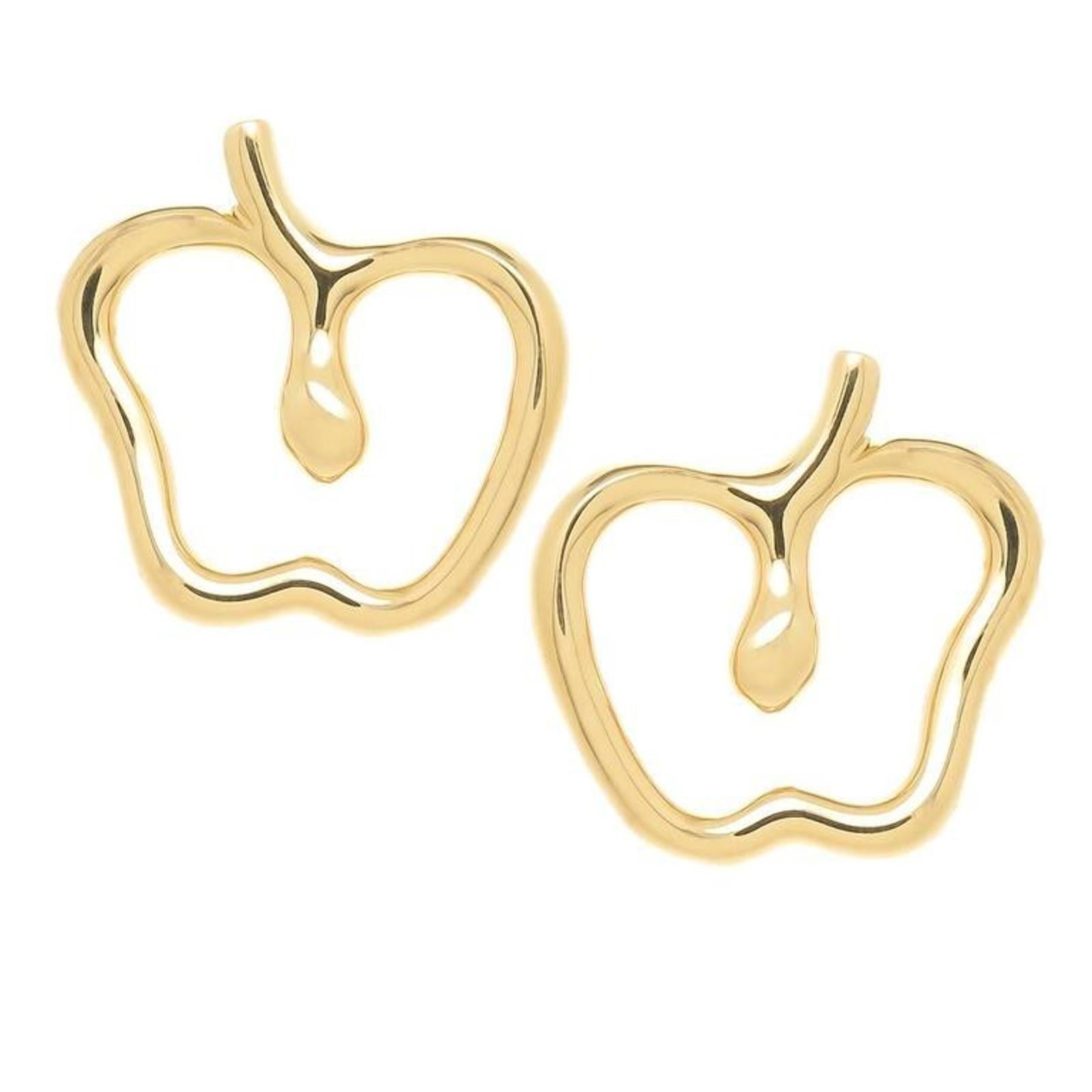 Tiffany & Co. Unisex 18K Yellow Gold Apple Earrings Pierced Elsa Peretti Studs