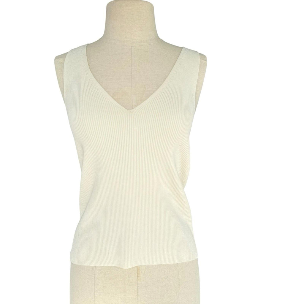 & Other Stories Atelier Women’s Ribbed Knit Ivory V-Neck Tank Top Small Shirt - view 10