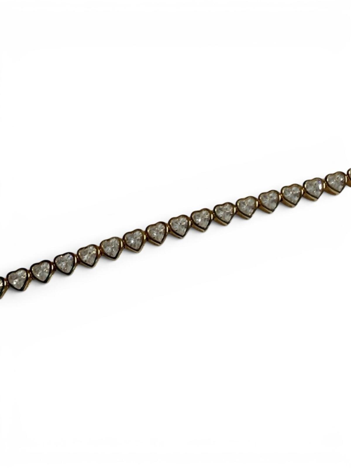 Melanie Auld Heart Tennis Bracelet Gold Tone 925 CZ Dainty Gift - view 6