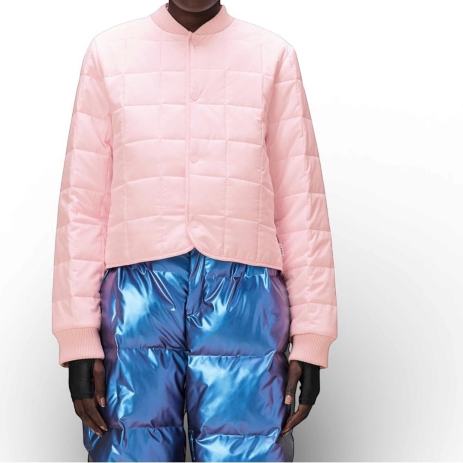 Rains Women’s Medium Liner Bomber Jacket Candy Pink Quilted Lightweight Coat