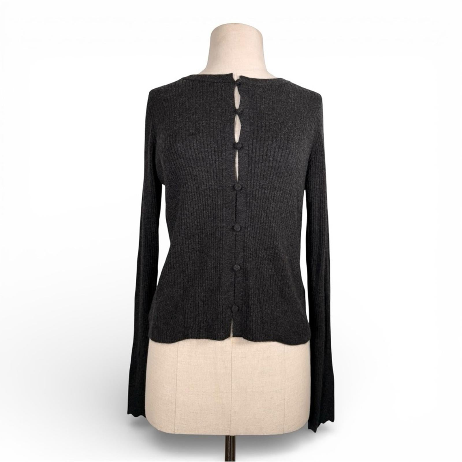 Lululemon Cashmere Cardigan Heathered Core Black Button Rib Knit Sweater Small - view 11