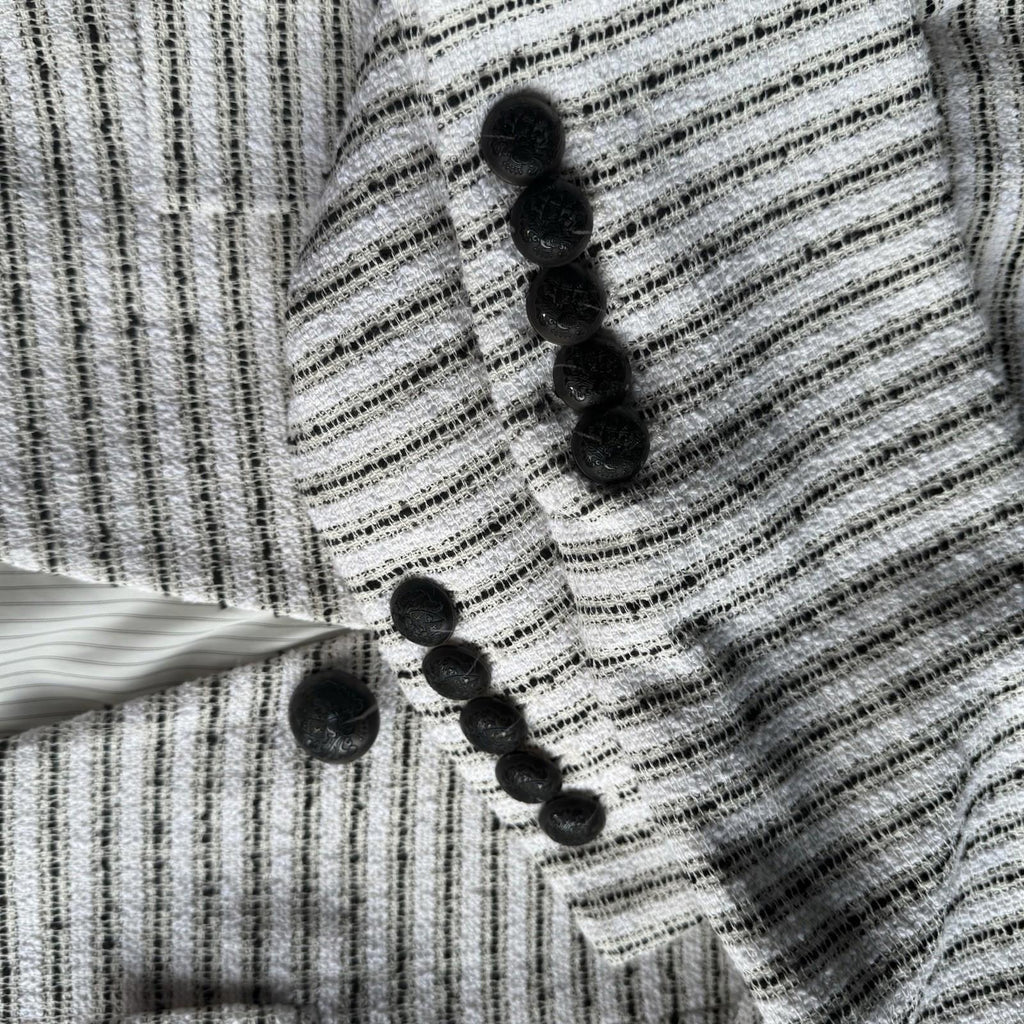 Veronica Beard Hossana Striped Dicky Blazer XS Black White Stripe Tweed Jacket - view 8