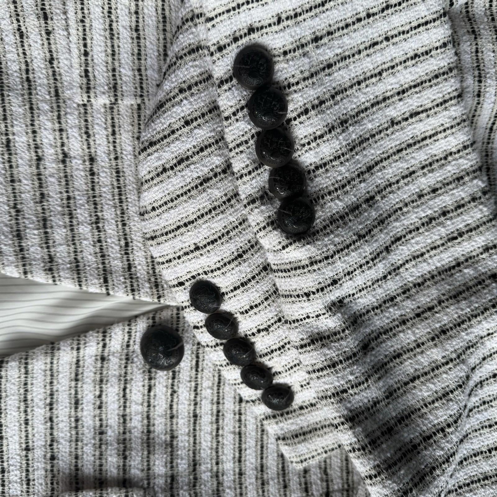 Veronica Beard Hossana Striped Dicky Blazer XS Black White Stripe Tweed Jacket - view 8