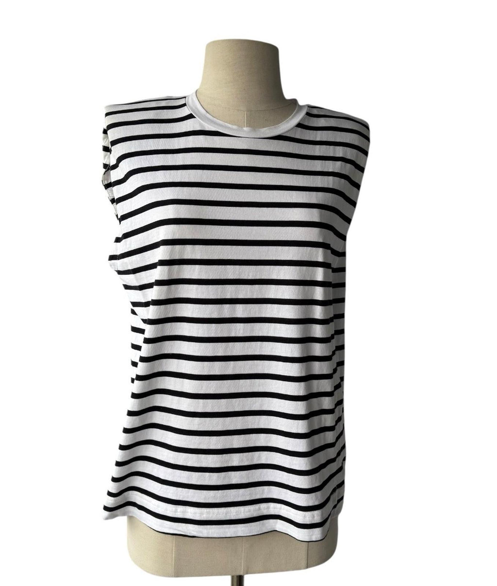 InWear Women EmmiIW Tank Top XS White Black Striped Cotton Sleeveless Tee Shirt - view 3