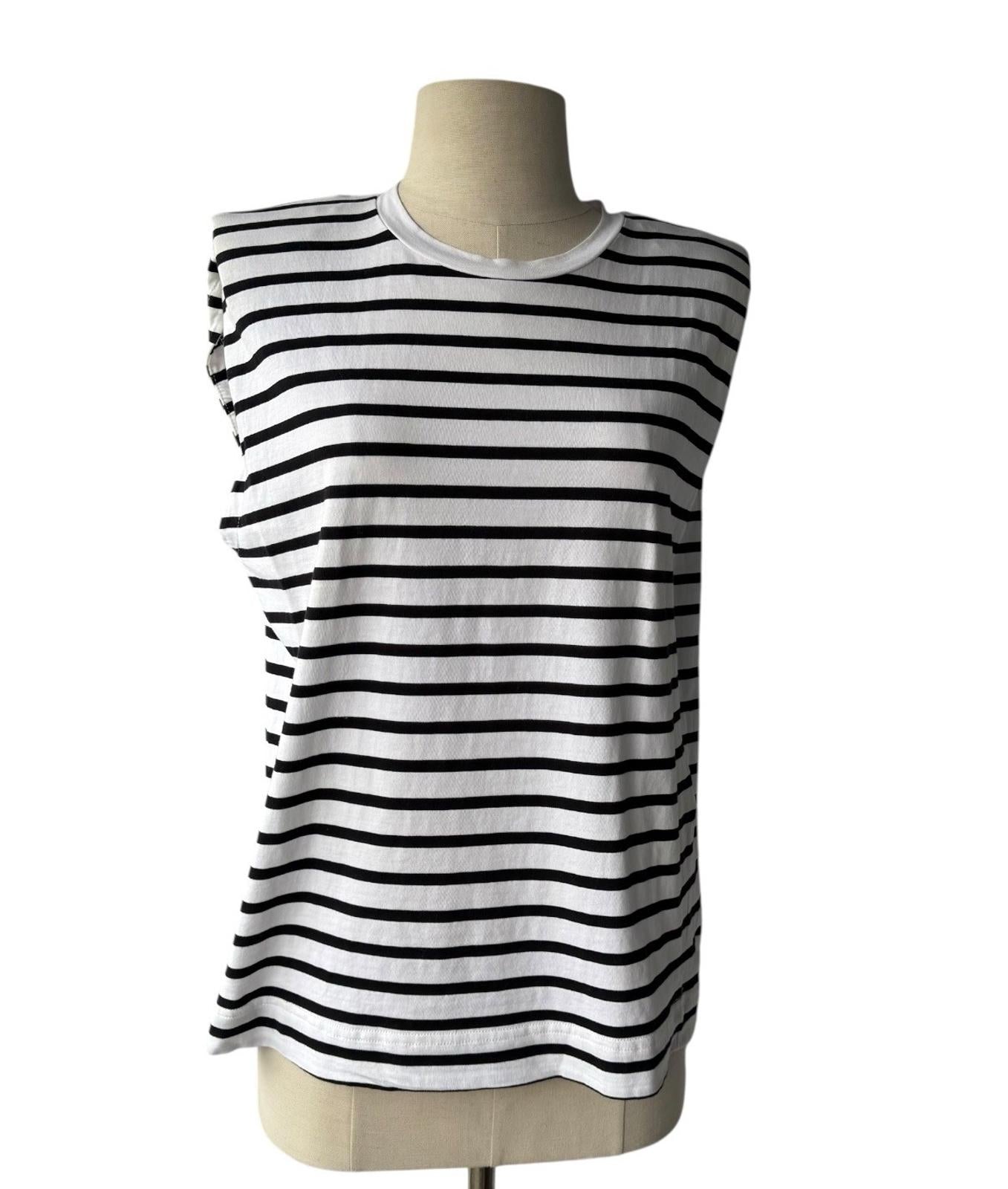 InWear Women EmmiIW Tank Top XS White Black Striped Cotton Sleeveless Tee Shirt - view 3