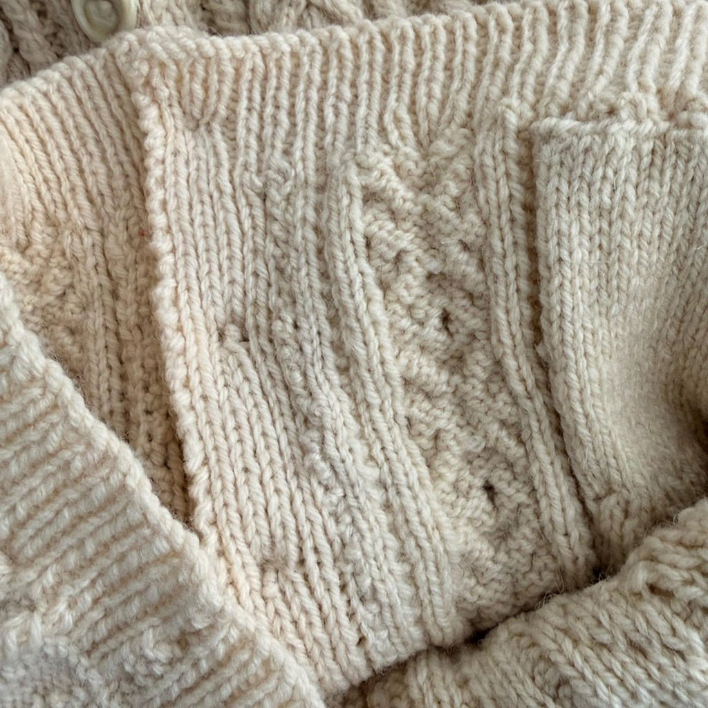 Women’s XS Small Handmade Knit Wool Cardigan Chunky Fisherman Sweater Cream - view 7