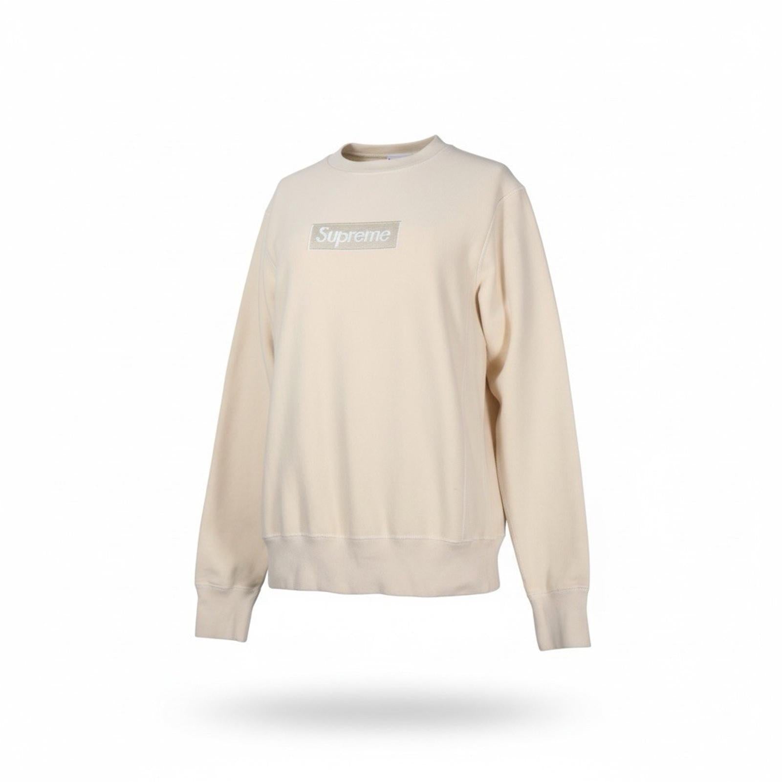 Supreme Men Box Logo Crewneck Sweatshirt Cream Medium Canada FW18 Pullover Shirt - view 2