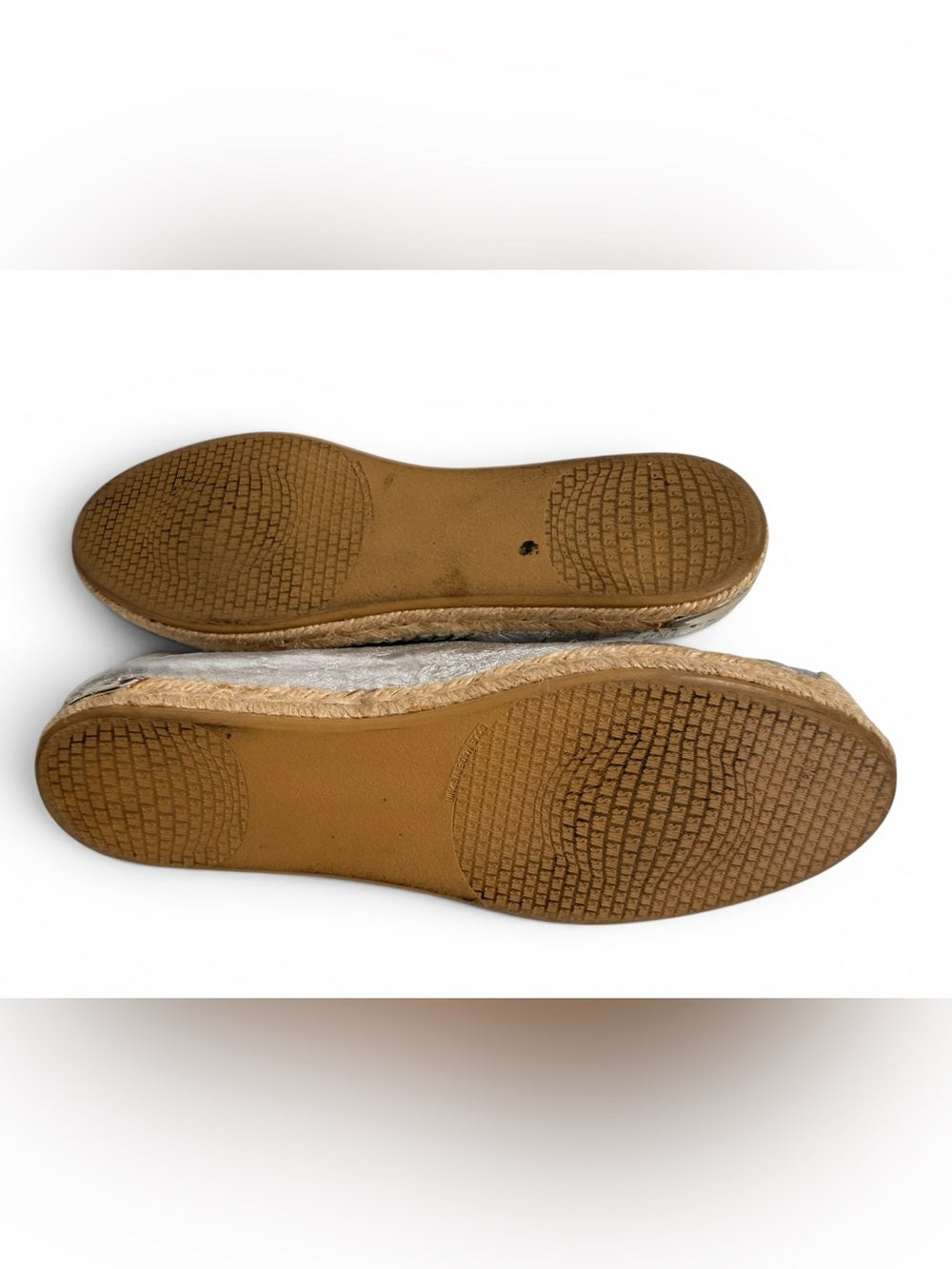 Stuart Weitzman Silver Leather Espadrille Flats Women's Size 8 Metallic Shoes - view 6