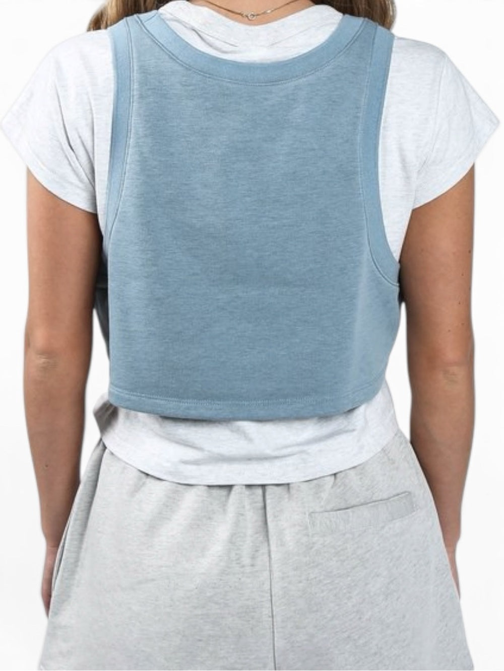 Alexander Wang Bi Layer Crop Top Sea Blue Layered Tee Size Small EU 38 Women’s - view 2