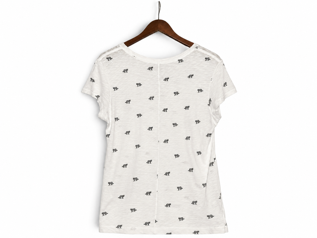 rag & bone/JEAN Leopard Print Cotton Tee Women’s Large White