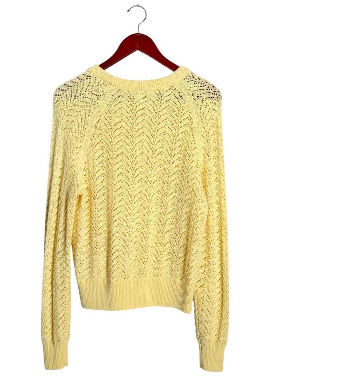 Wilfred Arbor Sweater XS Yellow Merino Wool Cable Knit Crewneck Women’s Aritzia - view 12
