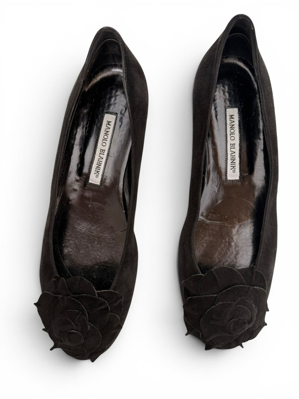Manolo Blahnik Gisella Black Suede Ballet Flats Rosette EU 39 US 8.5 Slip On - view 8