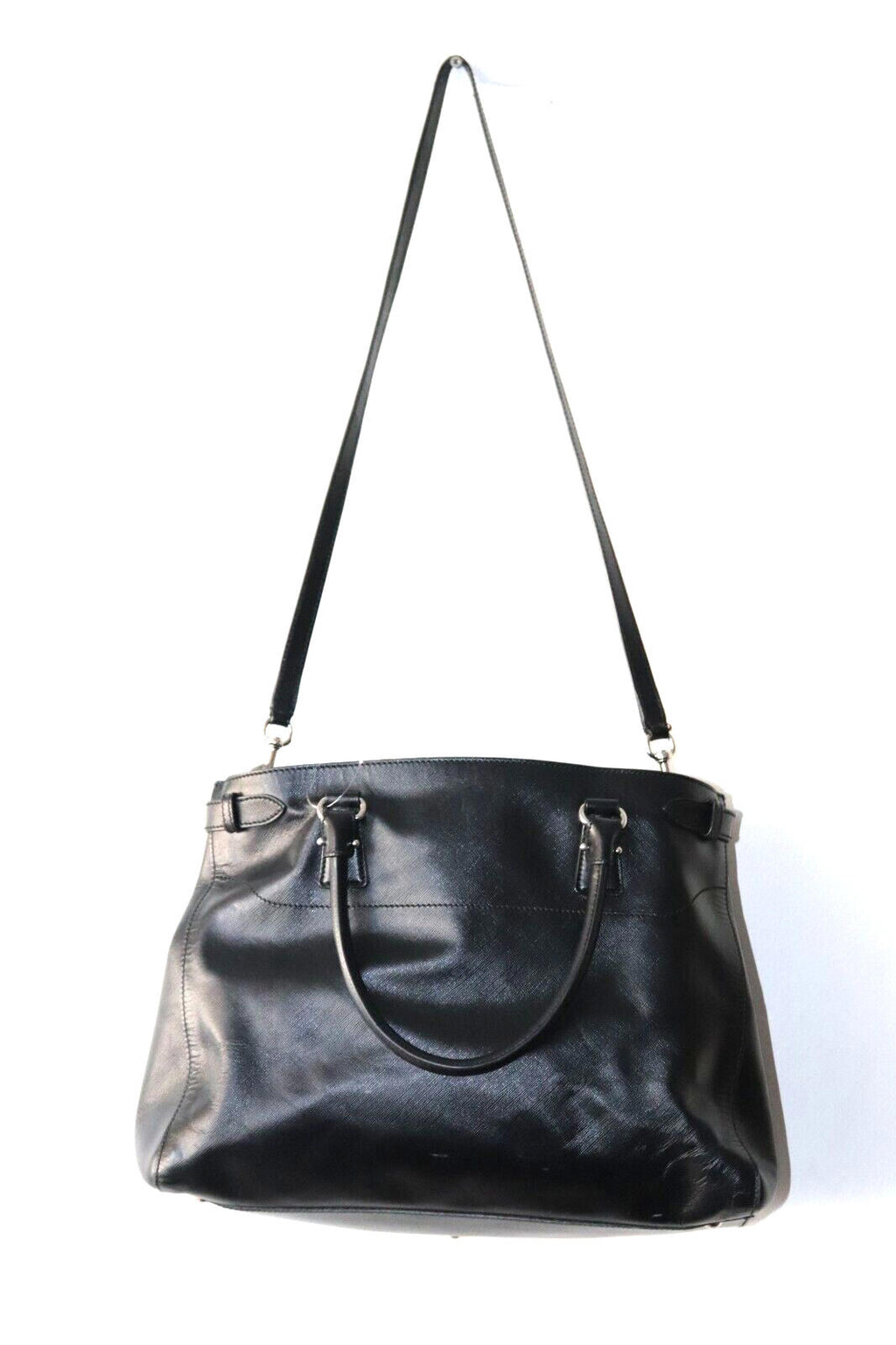 Salvatore Ferragamo Womens Large Black Saffiano Leather Batik Tote Bag Crossbody - view 10