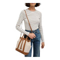 Veronica Beard Goody Bag Canvas Leather Bucket Natural Hazel Neutral Crossbody