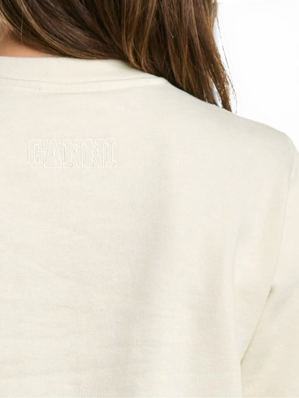 GANNI Software IV Organic Cotton Sweatshirt Cream Size Medium Women’s Sweater - view 3