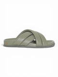 Anine Bing Lizzie Slides Green Khaki Lamb Leather Sandals EU 40 US 10 Women Shoe