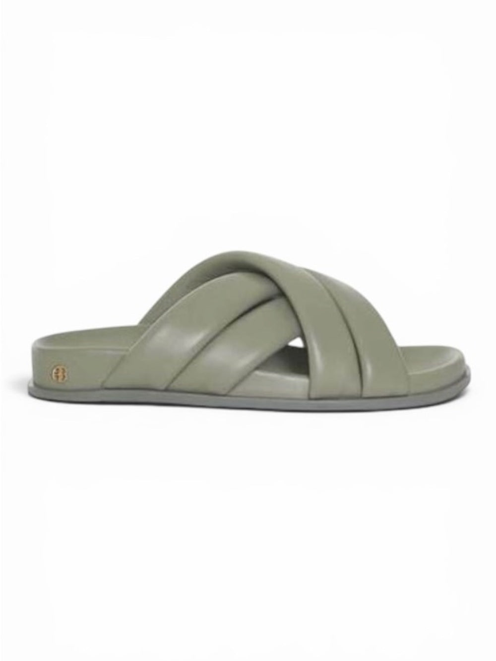 Anine Bing Lizzie Slides Green Khaki Lamb Leather Sandals EU 40 US 10 Women Shoe