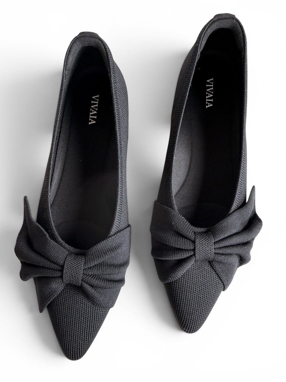 VIVAIA Black Pointed Toe Bow Azura Flats Women's US 8.5 Washable Knit Slip On - view 10