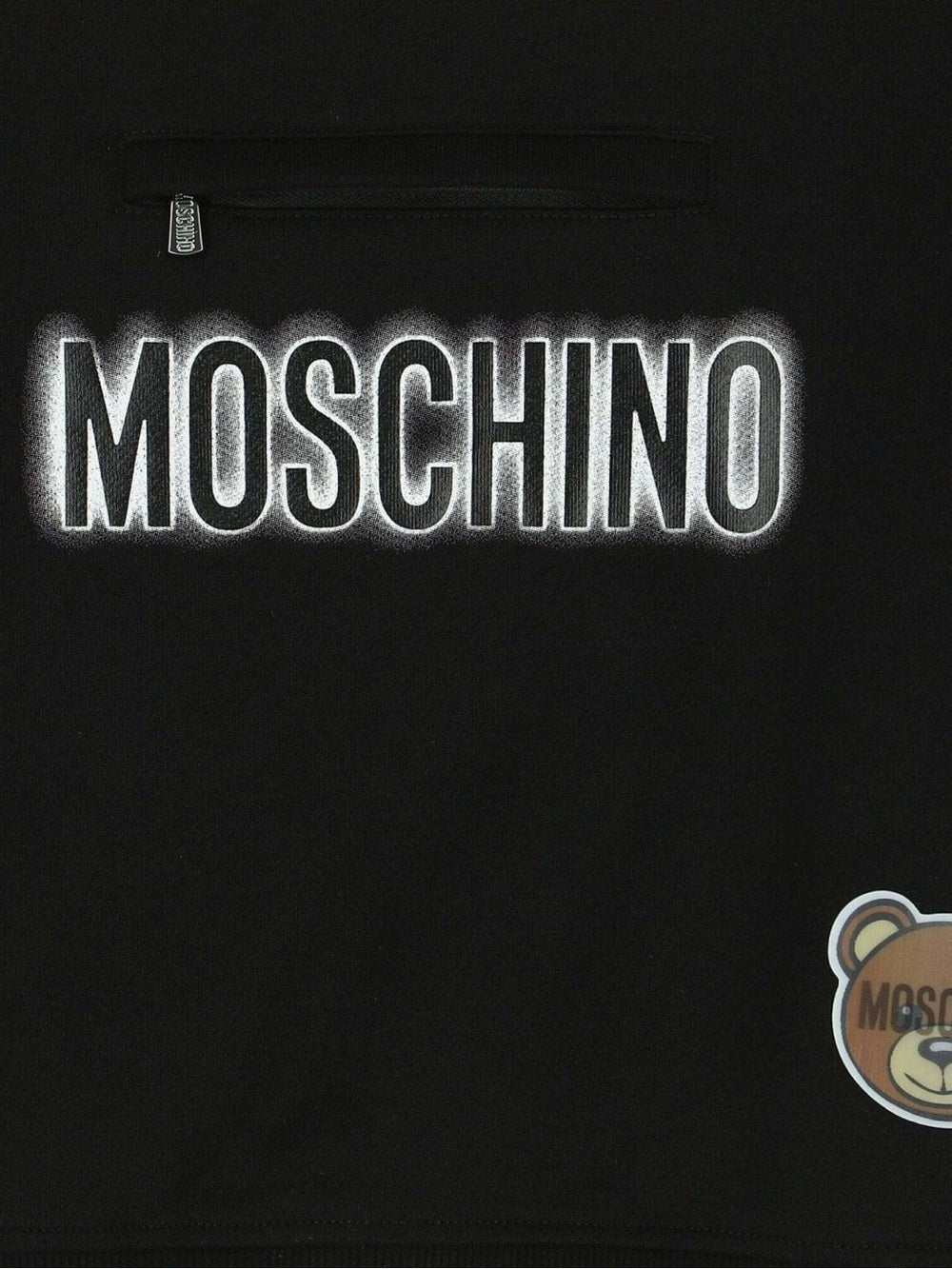 Moschino Logo Sweatshirt Teddybear Patch Zip Pocket Black Women's XS Small Shirt - view 2