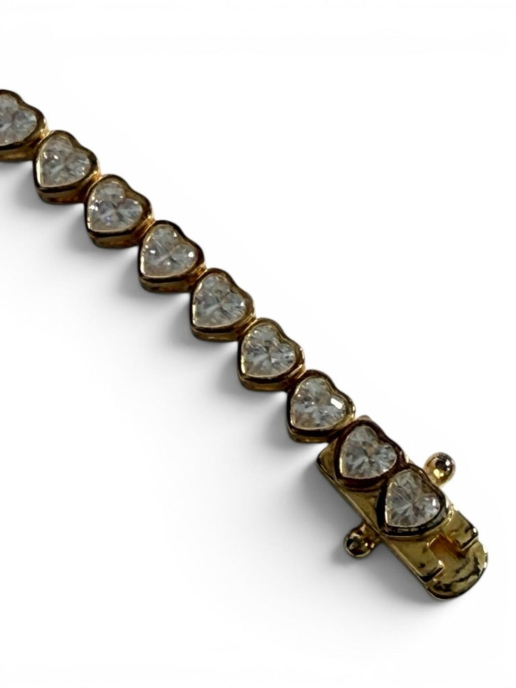 Melanie Auld Heart Tennis Bracelet Gold Tone 925 CZ Dainty Gift - view 4