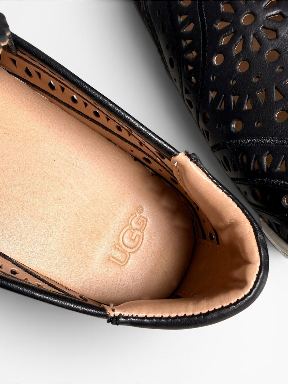 UGG Sammy Black Perforated Leather Slip On Sneakers Women's 9 - view 3