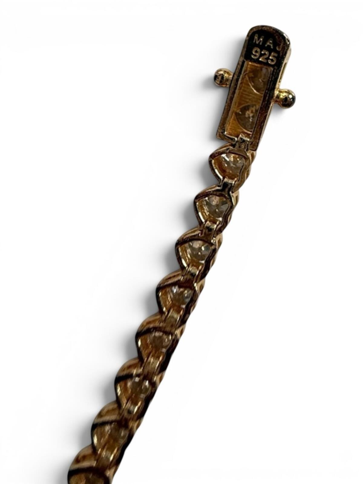Melanie Auld Heart Tennis Bracelet Gold Tone 925 CZ Dainty Gift - view 10