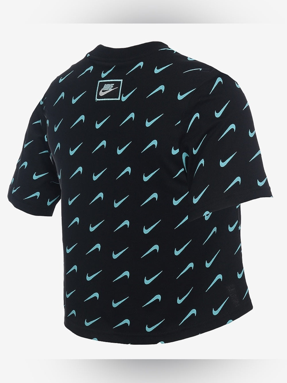 Nike Sportswear Allover Swoosh Print T-Shirt Black Blue Logo Women's Large Top - view 2