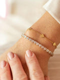 Melanie Auld Heart Tennis Bracelet Gold Tone 925 CZ Dainty Gift