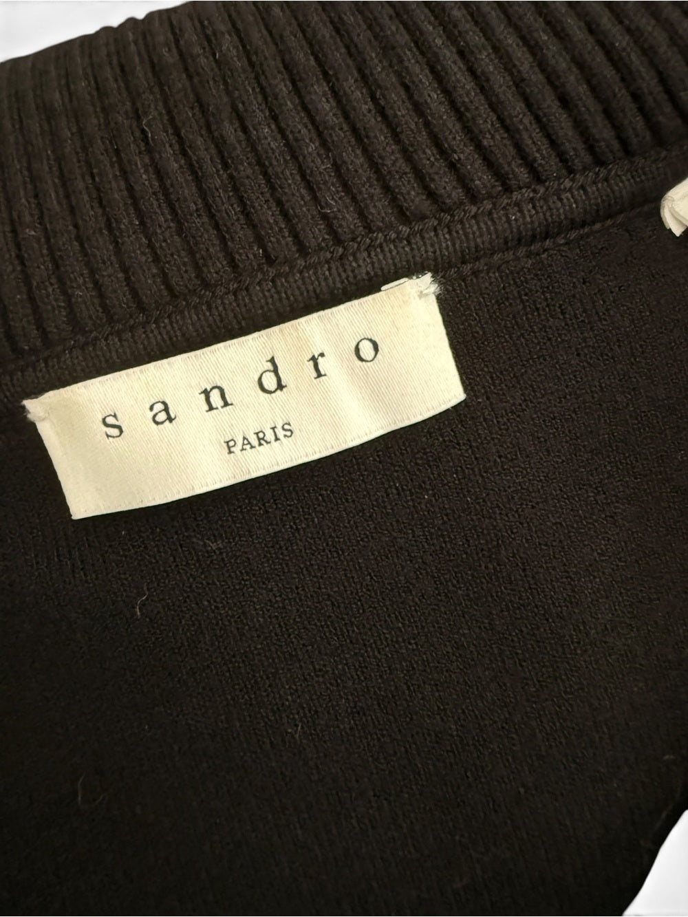 Sandro Paris Black Daisy Embroidered Oversized Collar Sweater Size 1 Small Tunic - view 9