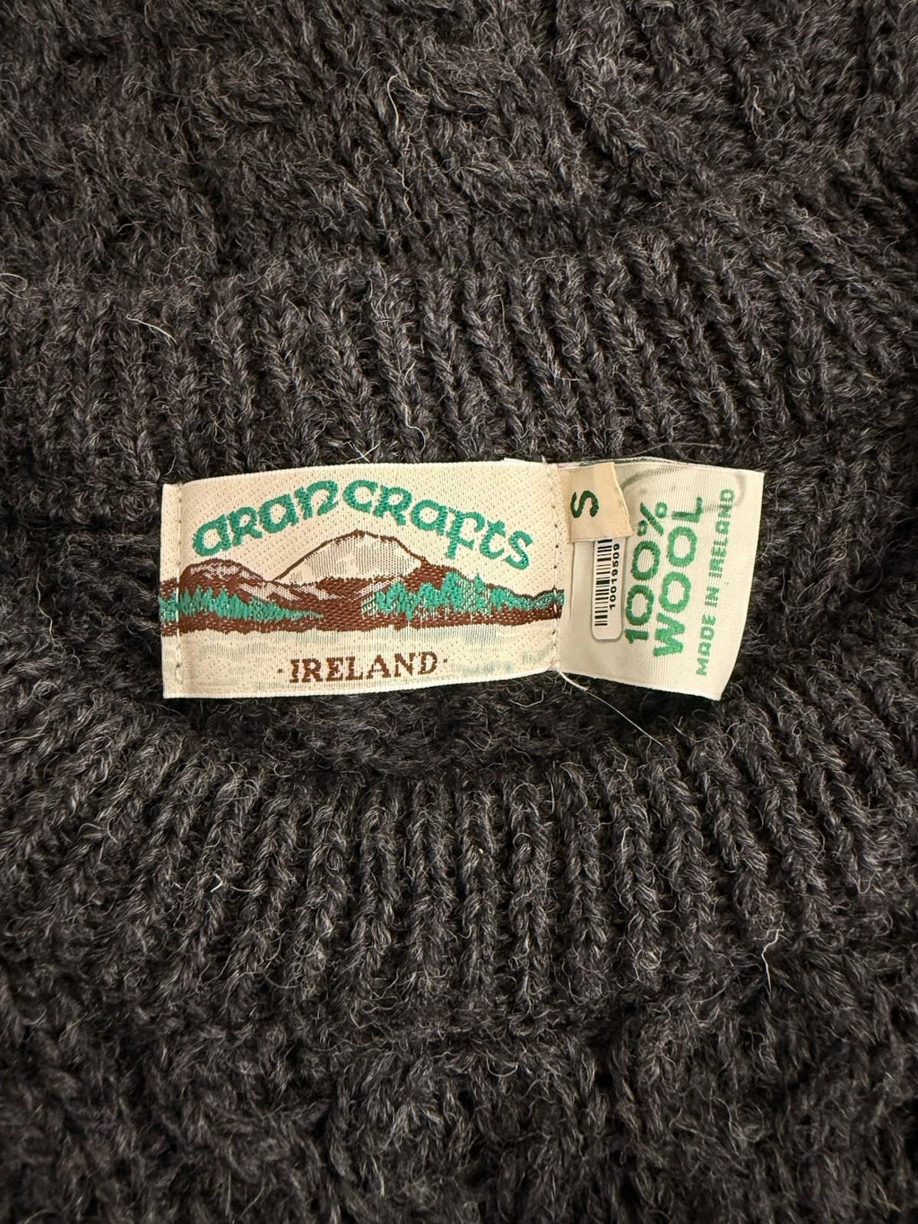 Aran Crafts Ireland Women's Small Charcoal Grey 100% Wool Cable Knit Sweater Top - view 5