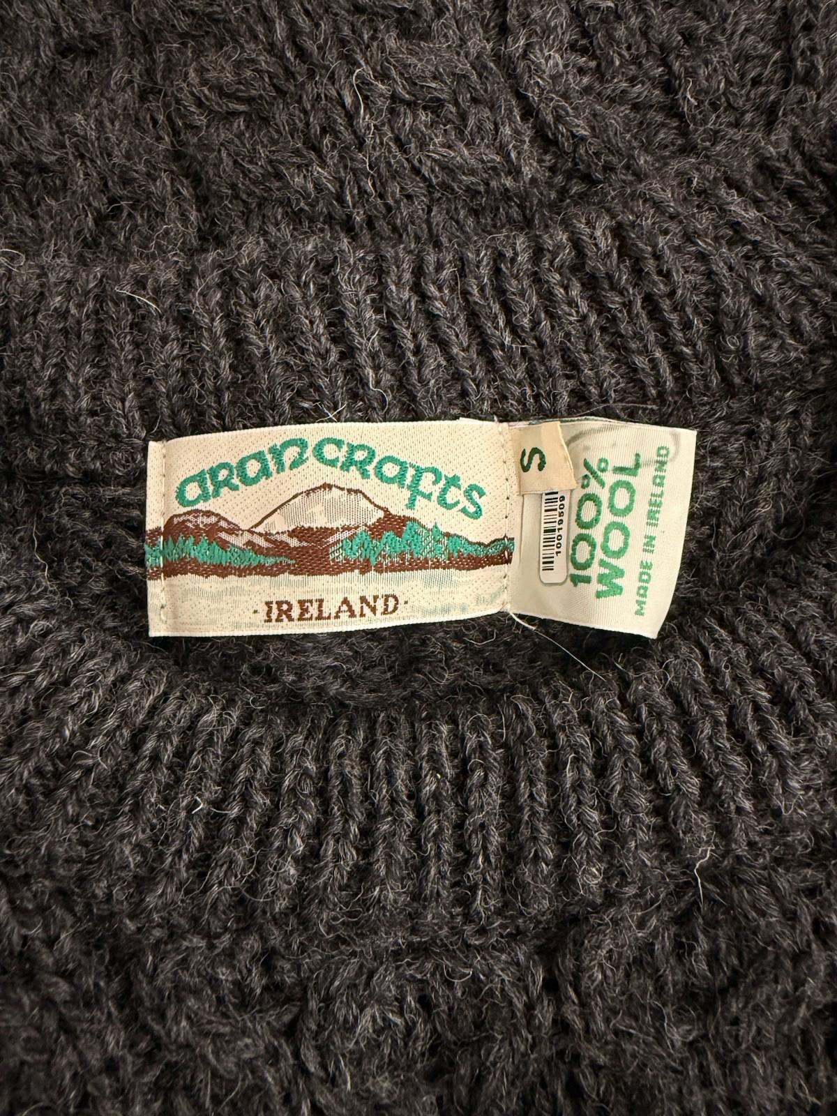 Aran Crafts Ireland Women's Small Charcoal Grey 100% Wool Cable Knit Sweater Top - view 5