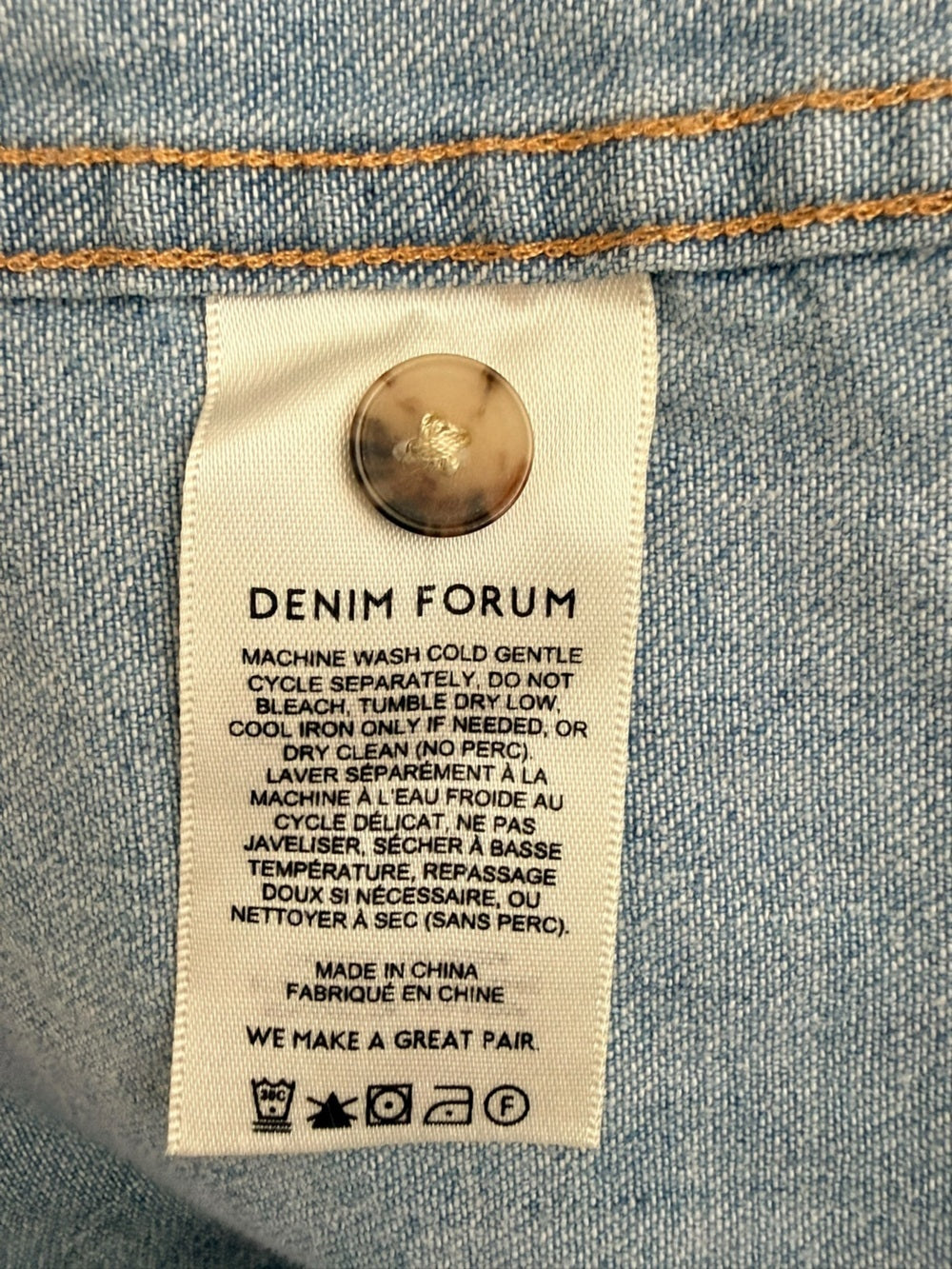 Denim Forum Aritzia Women's Cropped Denim Overshirt Jacket Light Wash Size Small - view 6