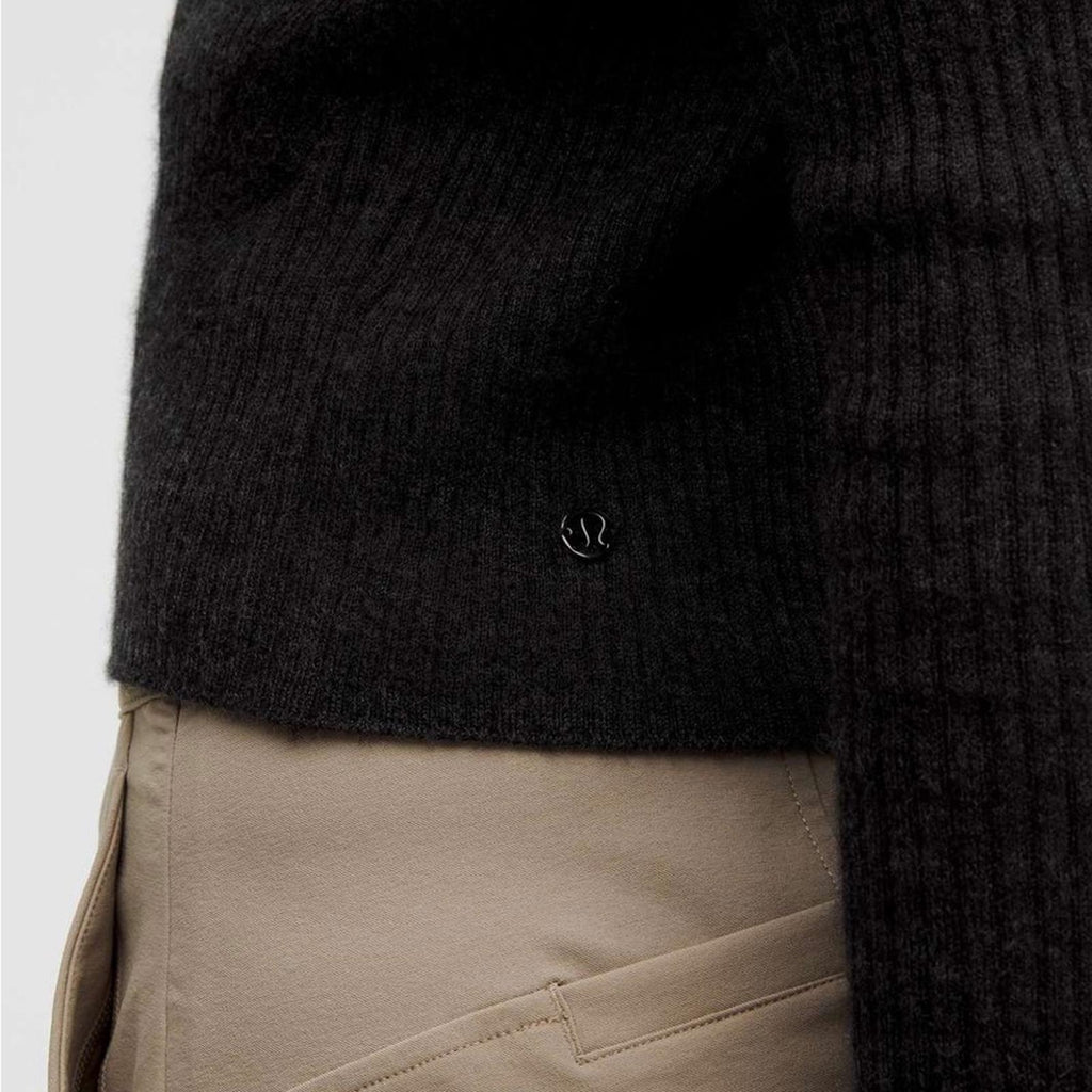 Lululemon Cashmere Cardigan Heathered Core Black Button Rib Knit Sweater Small - view 7