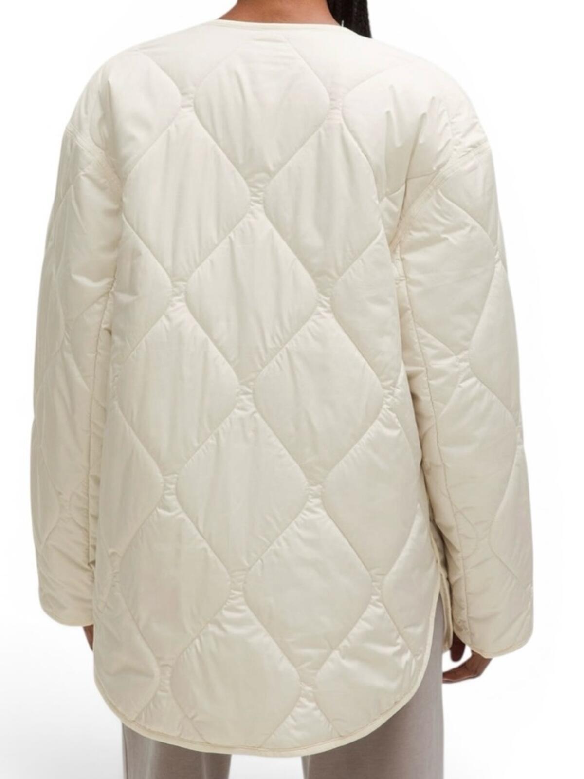 Lululemon Quilted Insulated Jacket Womens Small Beige Snap Front LW4CNBS - view 3