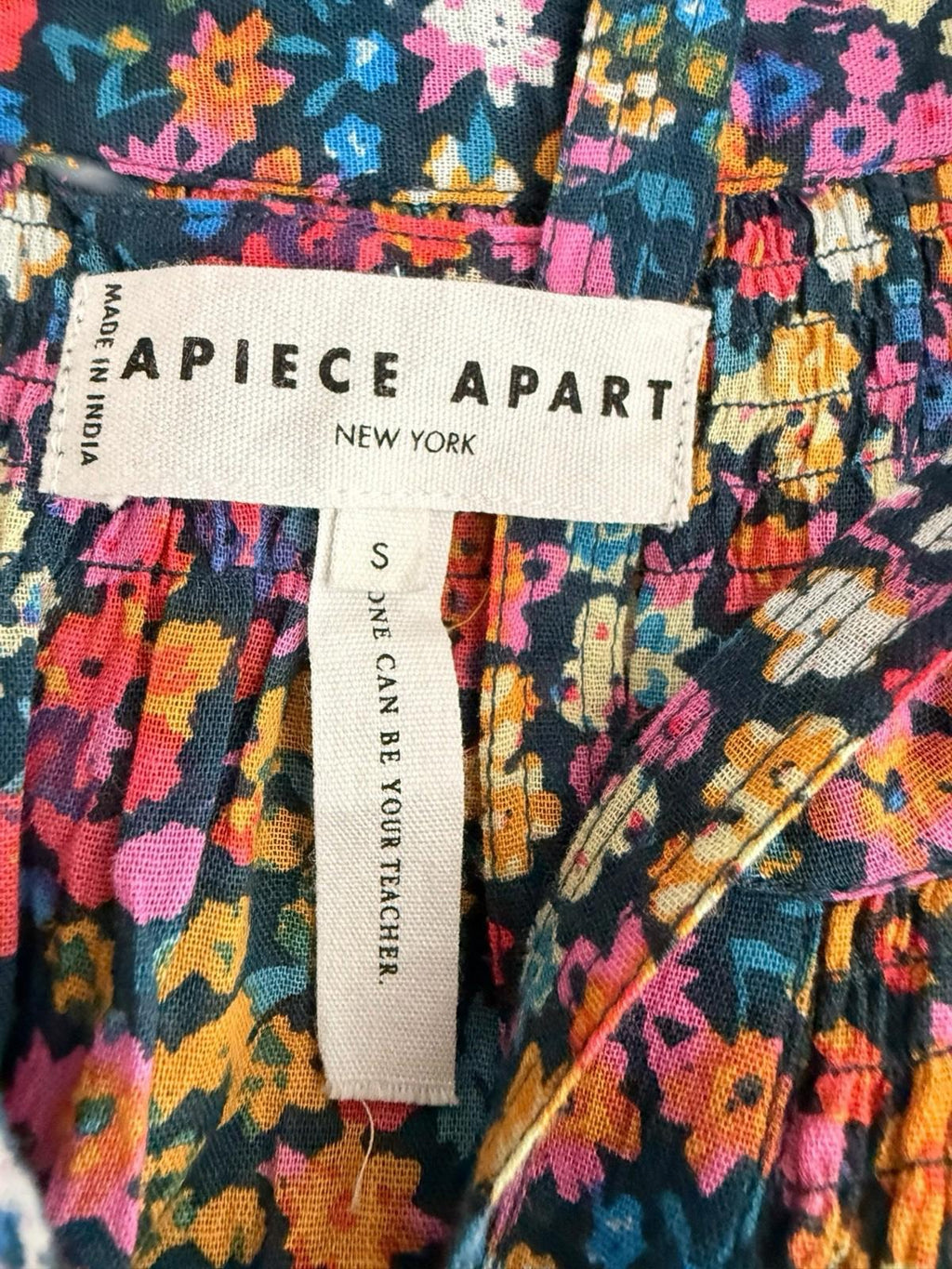 Apiece Apart Forta Dress Women’s Small Le Femme Floral Pink Organic Cotton Mini - view 6