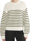 Aritzia Wilfred Maria Merino Wool Cotton Striped Sweater Avorio Navy Small