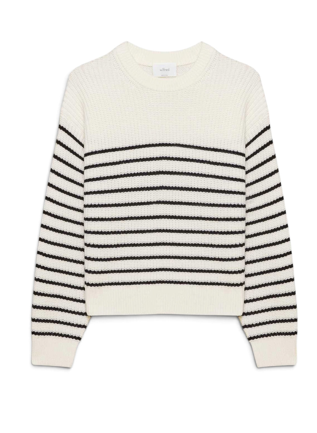 Aritzia Wilfred Maria Merino Wool Cotton Striped Sweater Avorio Navy Small