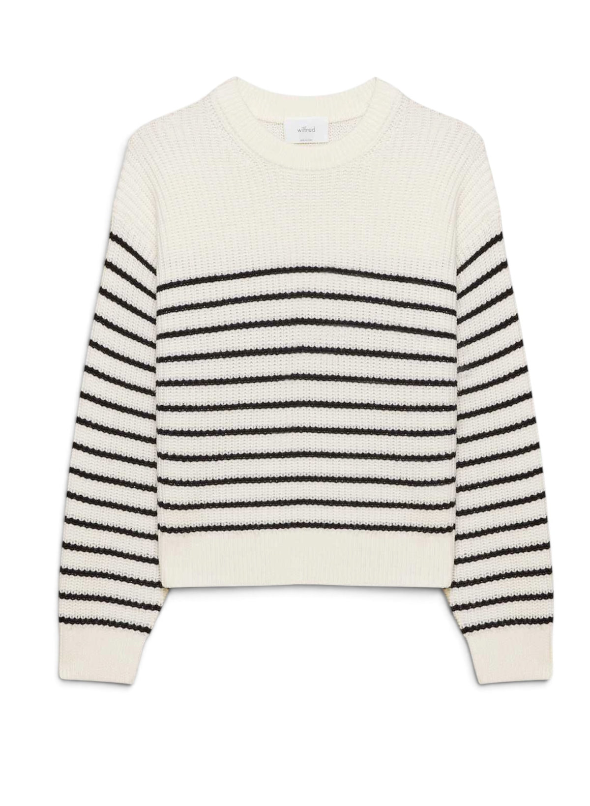 Aritzia Wilfred Maria Merino Wool Cotton Striped Sweater Avorio Navy Small