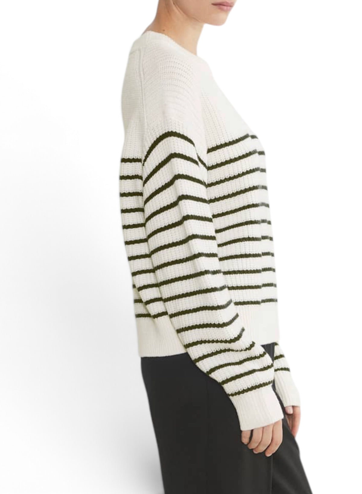 Aritzia Wilfred Maria Merino Wool Cotton Striped Sweater Avorio Navy Small